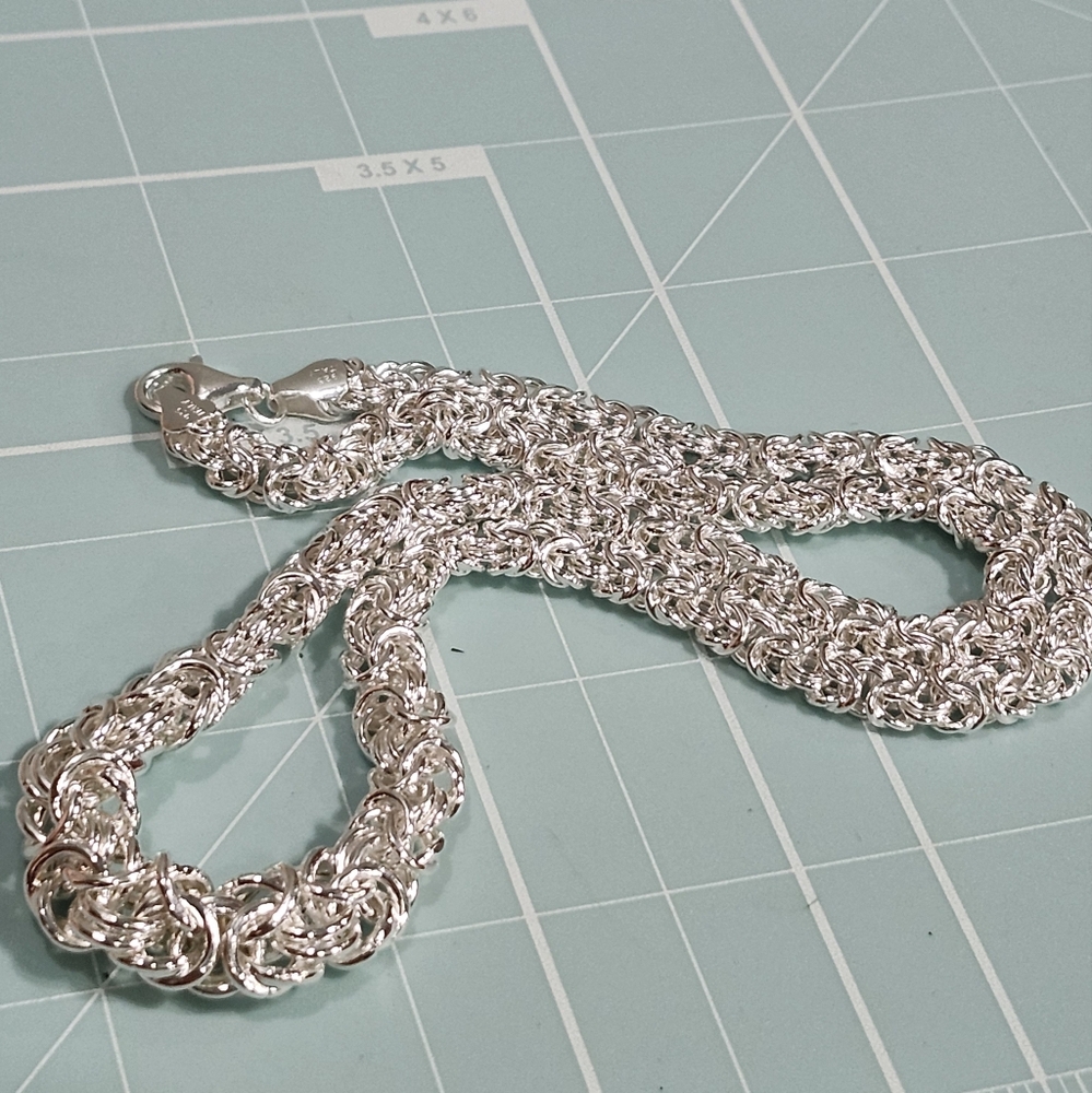 NWT JTV Byzantine Necklace 20" Graduated Flat Chain In Sterling Silver